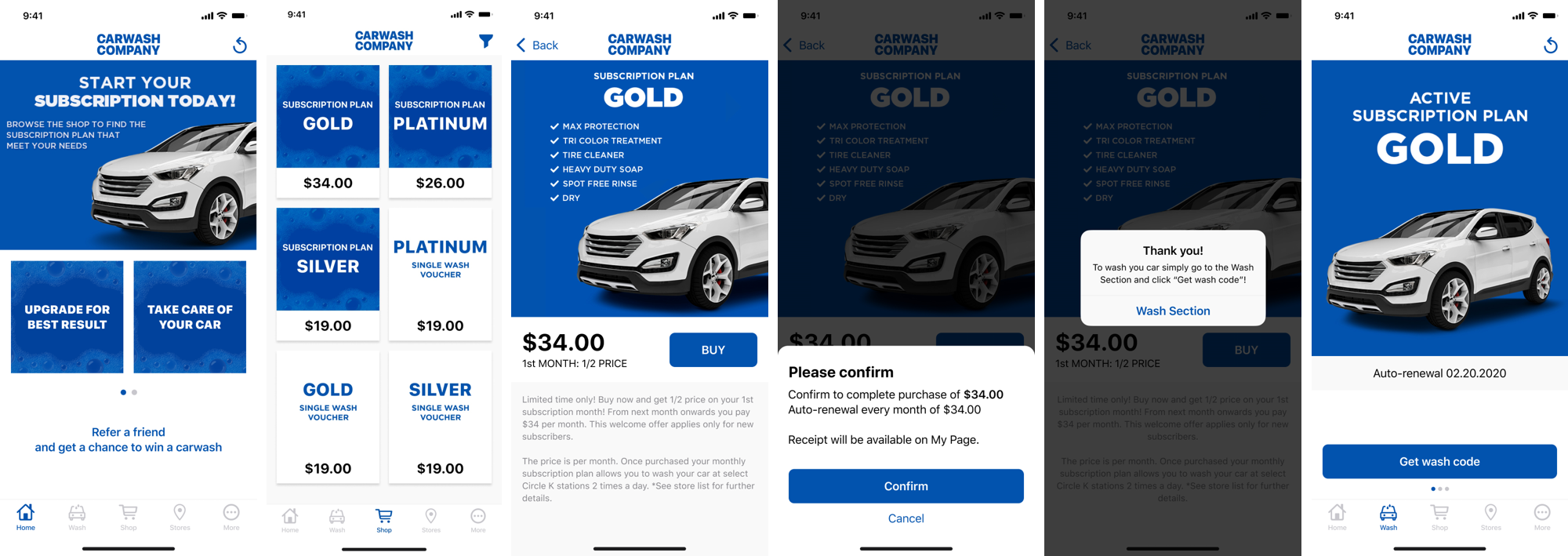 Car Wash company buy a subscription