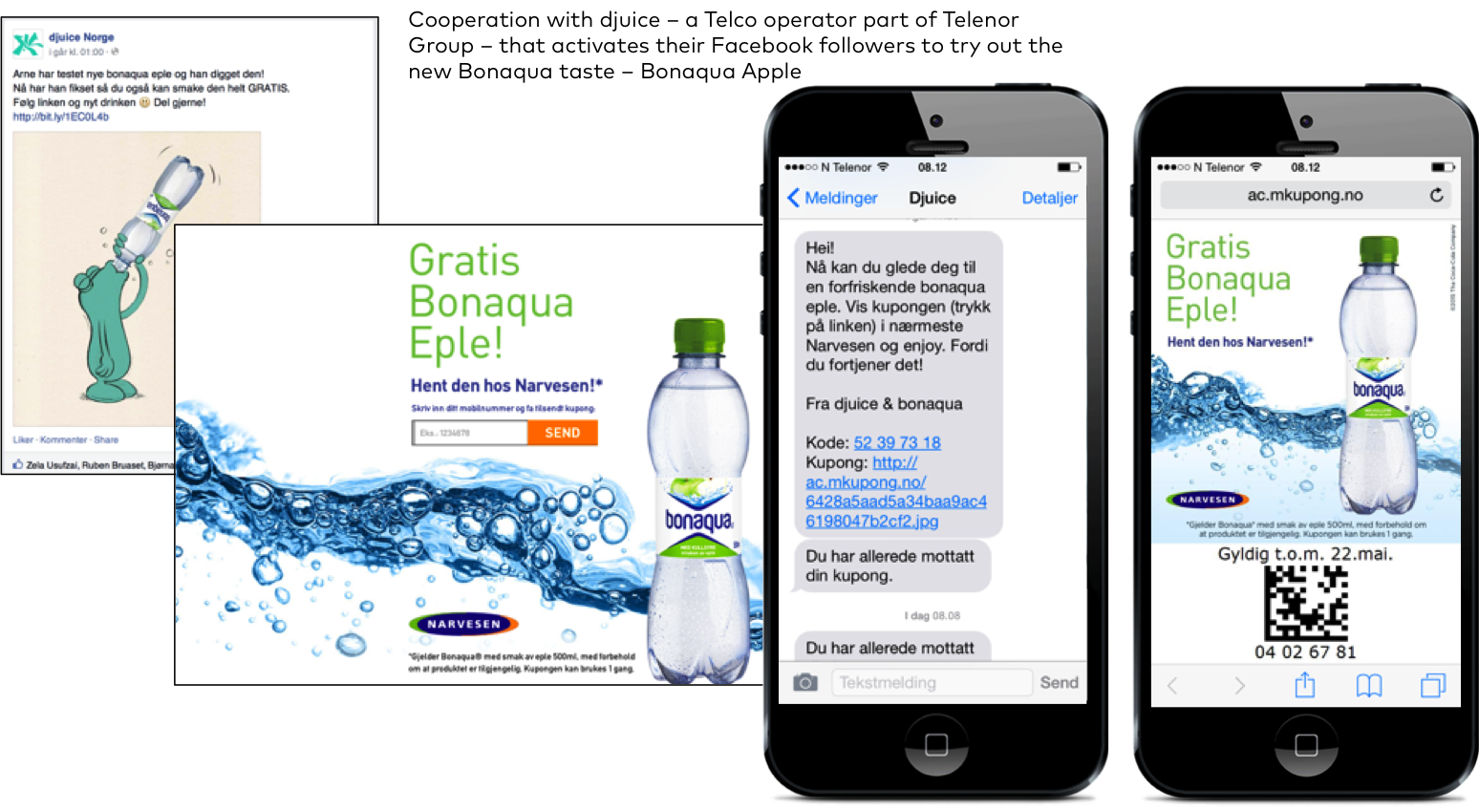 Single-use coupon for a free bonaqua apple