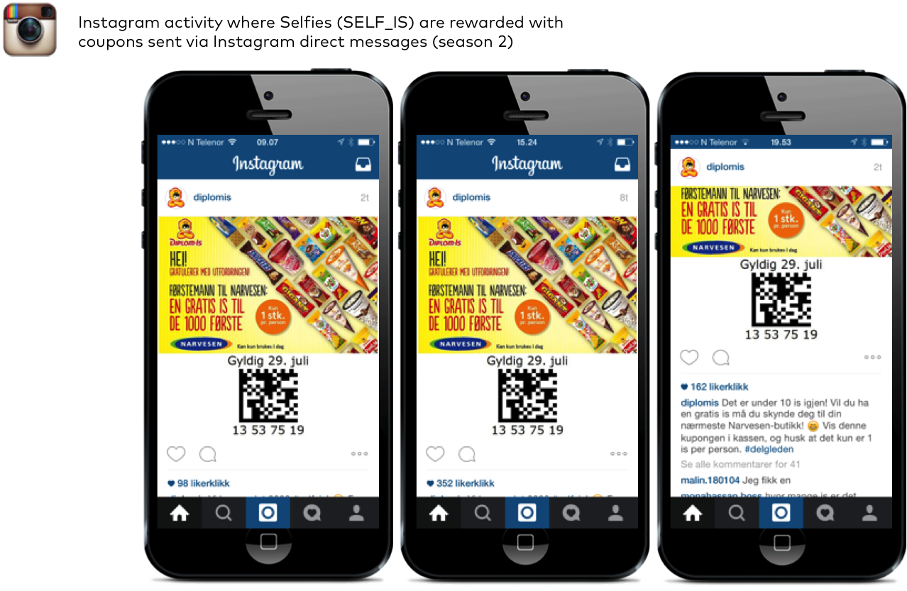 Rewards via Instagram direct